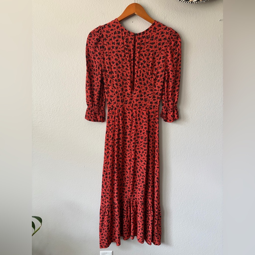 Nobody’s Child Red Floral Maxi Dress with Puff Sleeves Women’s Size 2 Small - Picture 4 of 13